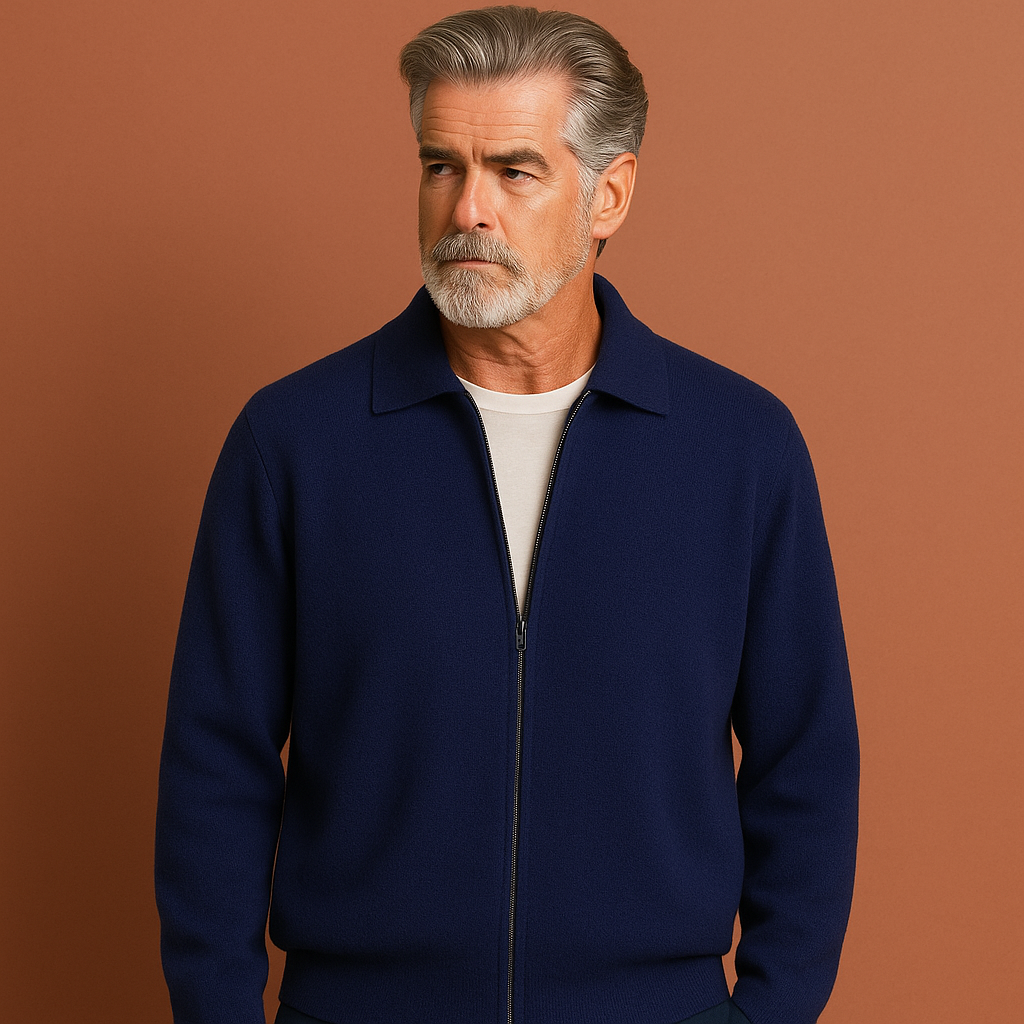 Heren vest in blauw met ritssluiting, zacht en comfortabel voor casual en stijlvolle outfits.