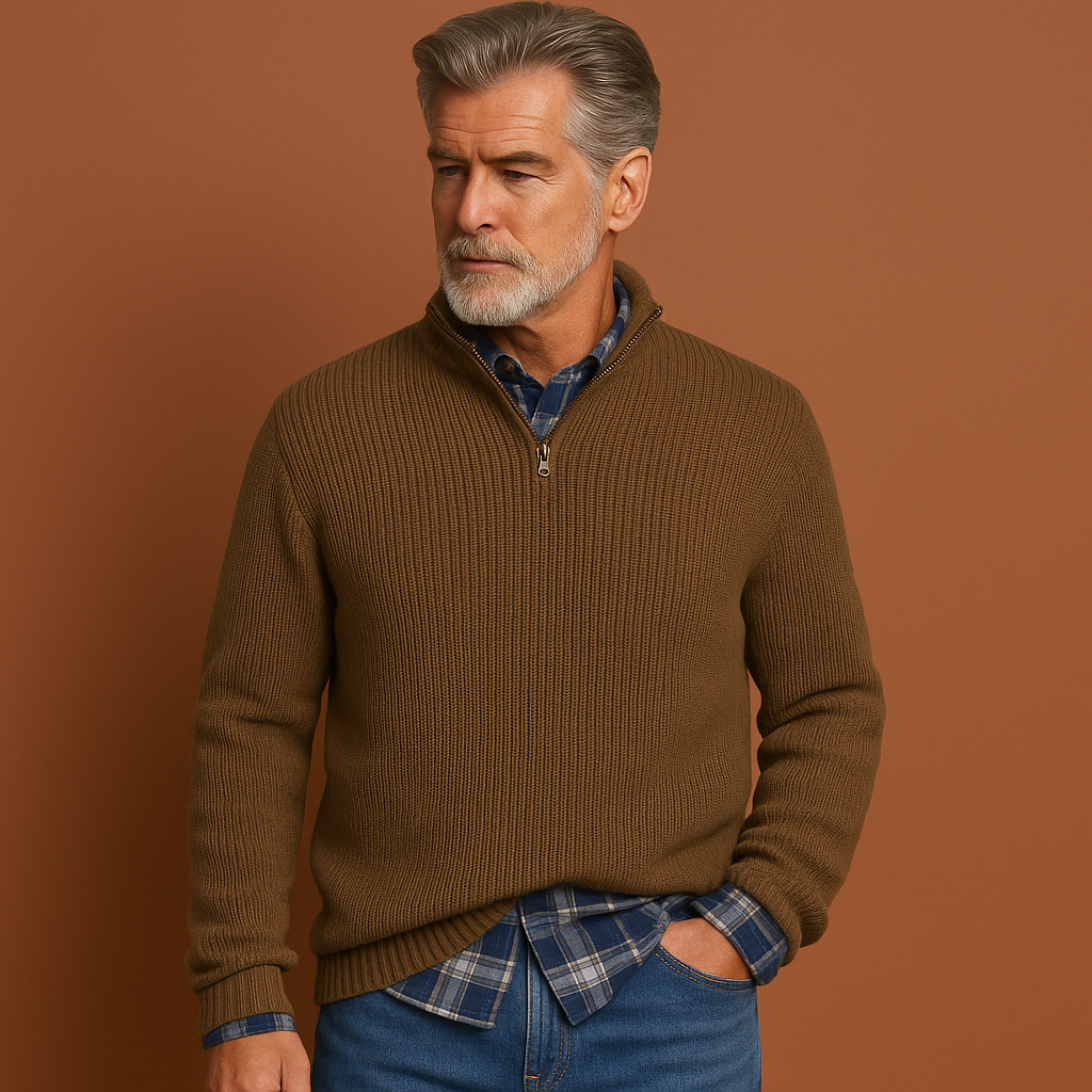 Heren wollen trui in Bruin met tijdloos design, zacht en comfortabel voor casual en stijlvolle outfits.