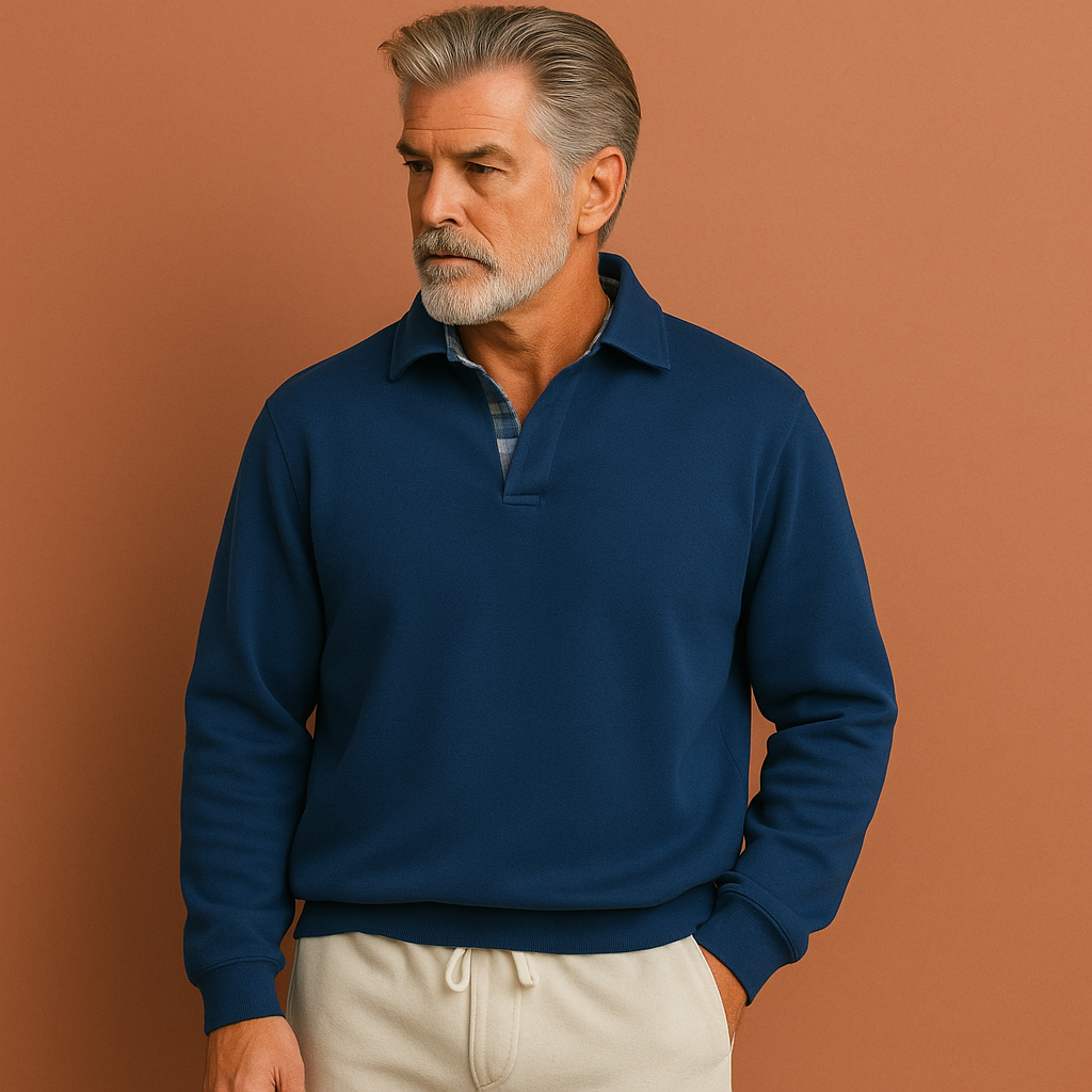 Herentrui in donkerblauw met ademend design, lichtgewicht en comfortabel voor casual zomer- en lente-outfits.
