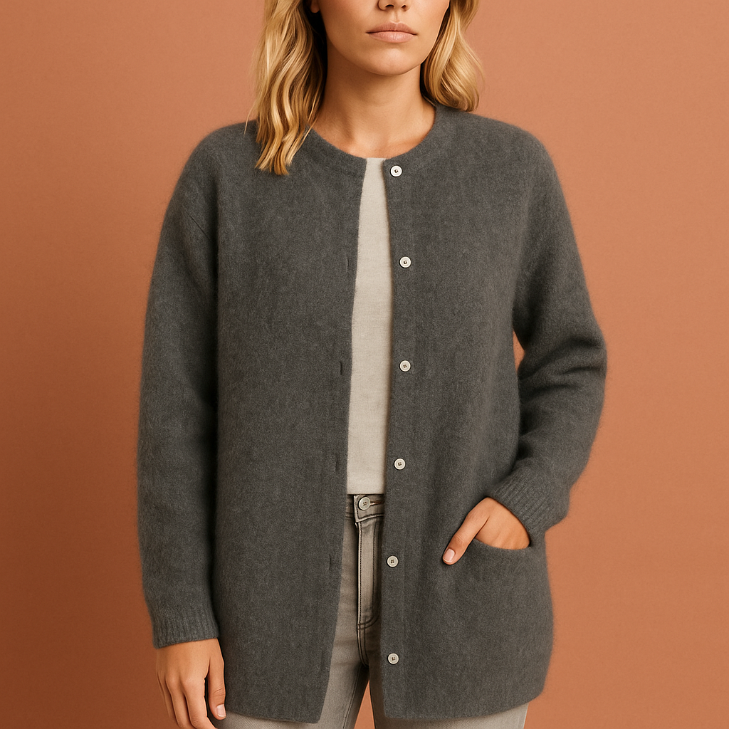 Dames vest in grijs met minimalistisch design, zacht en comfortabel voor casual en stijlvolle outfits.