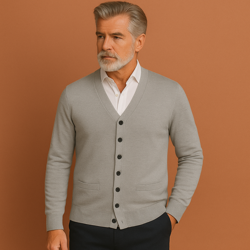 Heren gebreid vest in grijs met knoopsluiting, ademend en comfortabel voor casual en stijlvolle outfits.