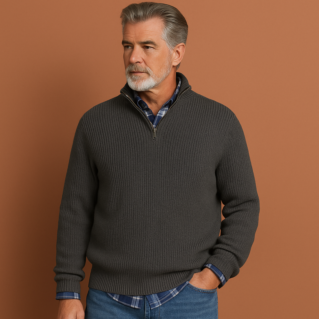 Heren wollen trui in grijs met tijdloos design, zacht en comfortabel voor casual en stijlvolle outfits.
