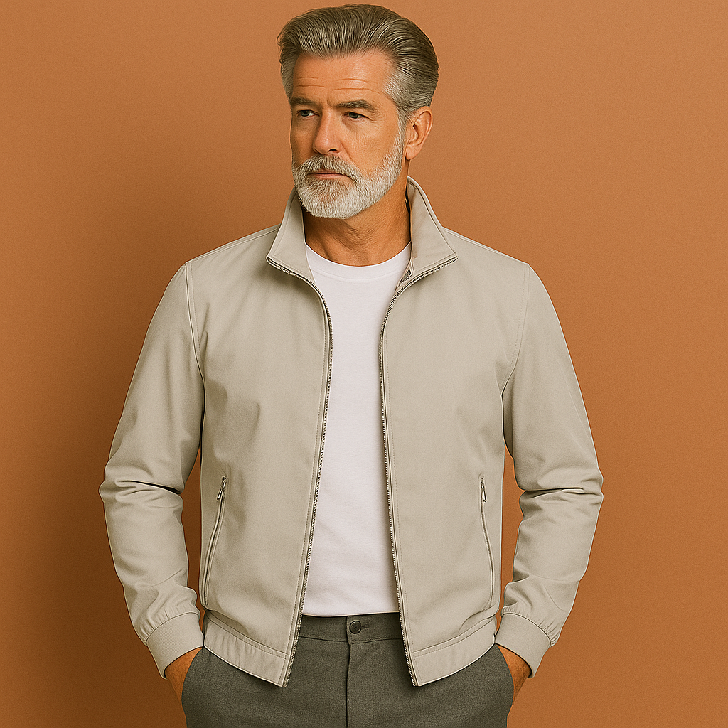 Heren zomerjas in grijs met moderne pasvorm, zacht en comfortabel voor casual en stijlvolle outfits.