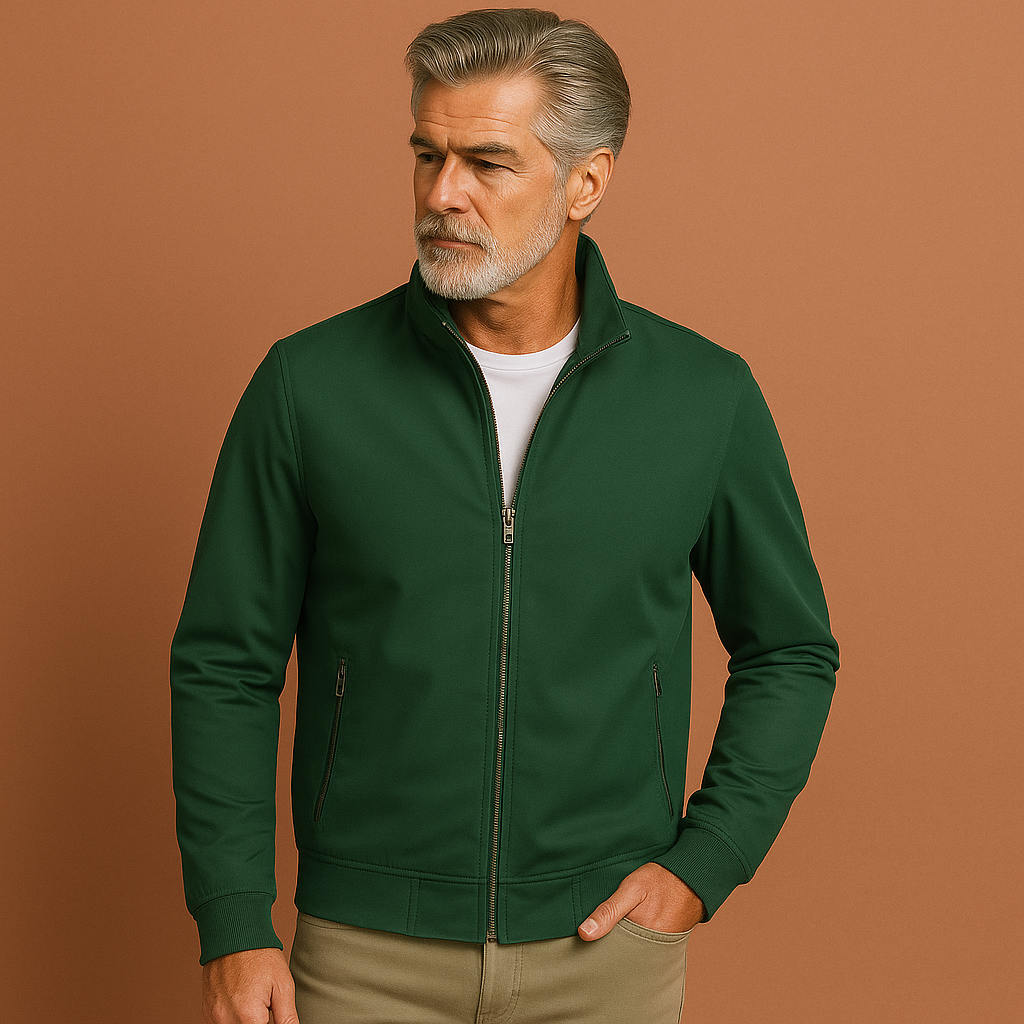 Heren zomerjas in groen met moderne pasvorm, zacht en comfortabel voor casual en stijlvolle outfits.