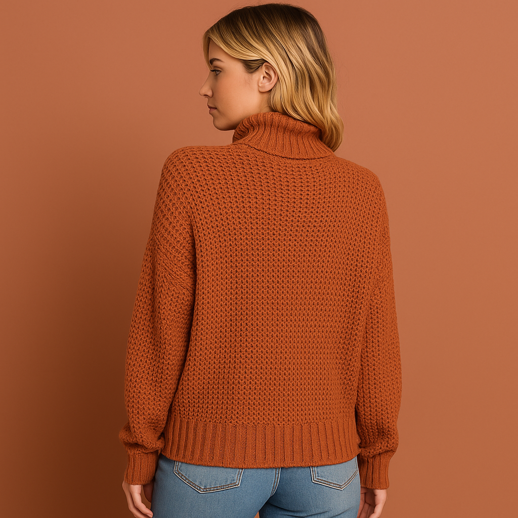 Dames coltrui in oranje met elegante uitstraling, zacht en comfortabel voor casual en stijlvolle outfits.