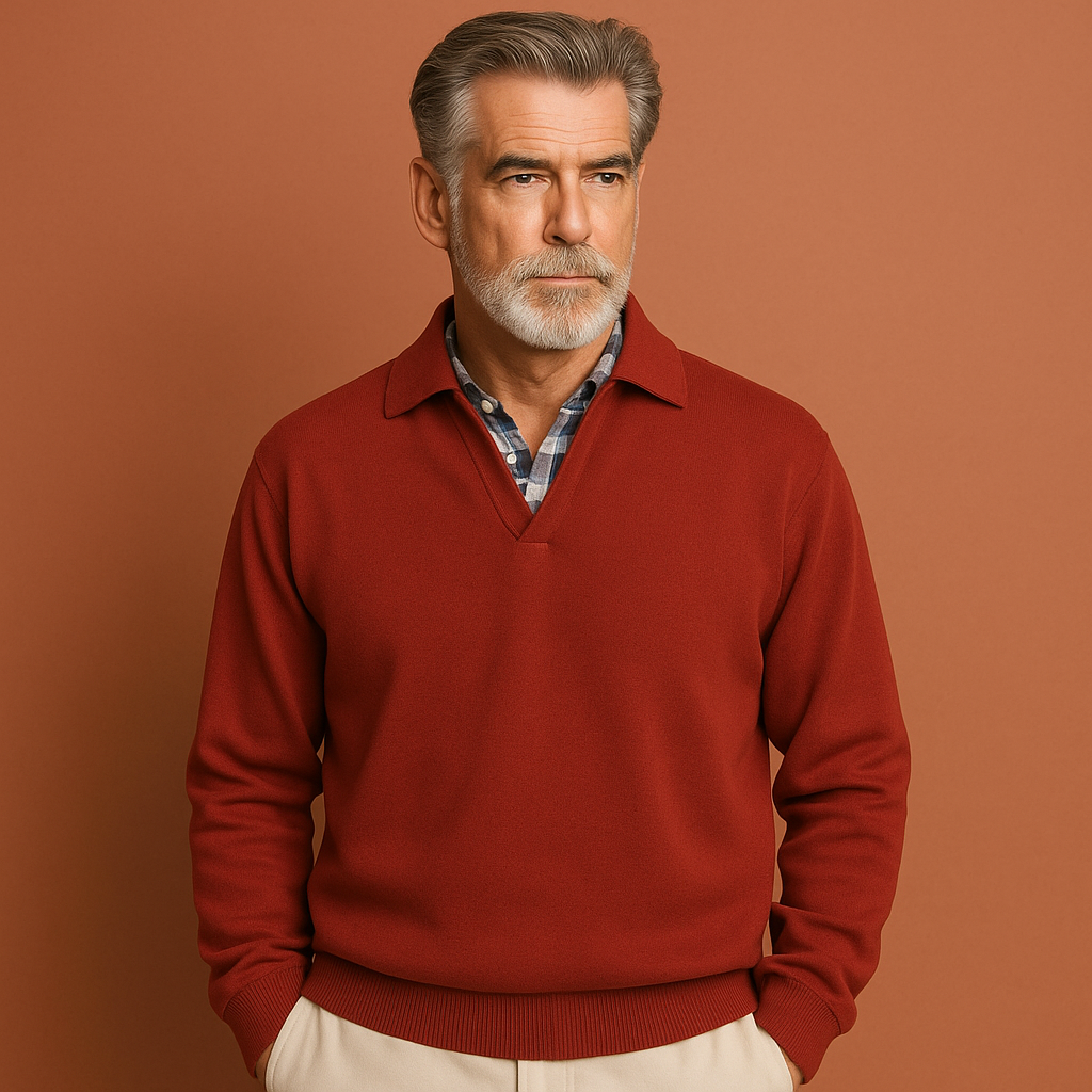 Herentrui in rood met ademend design, lichtgewicht en comfortabel voor casual zomer- en lente-outfits.