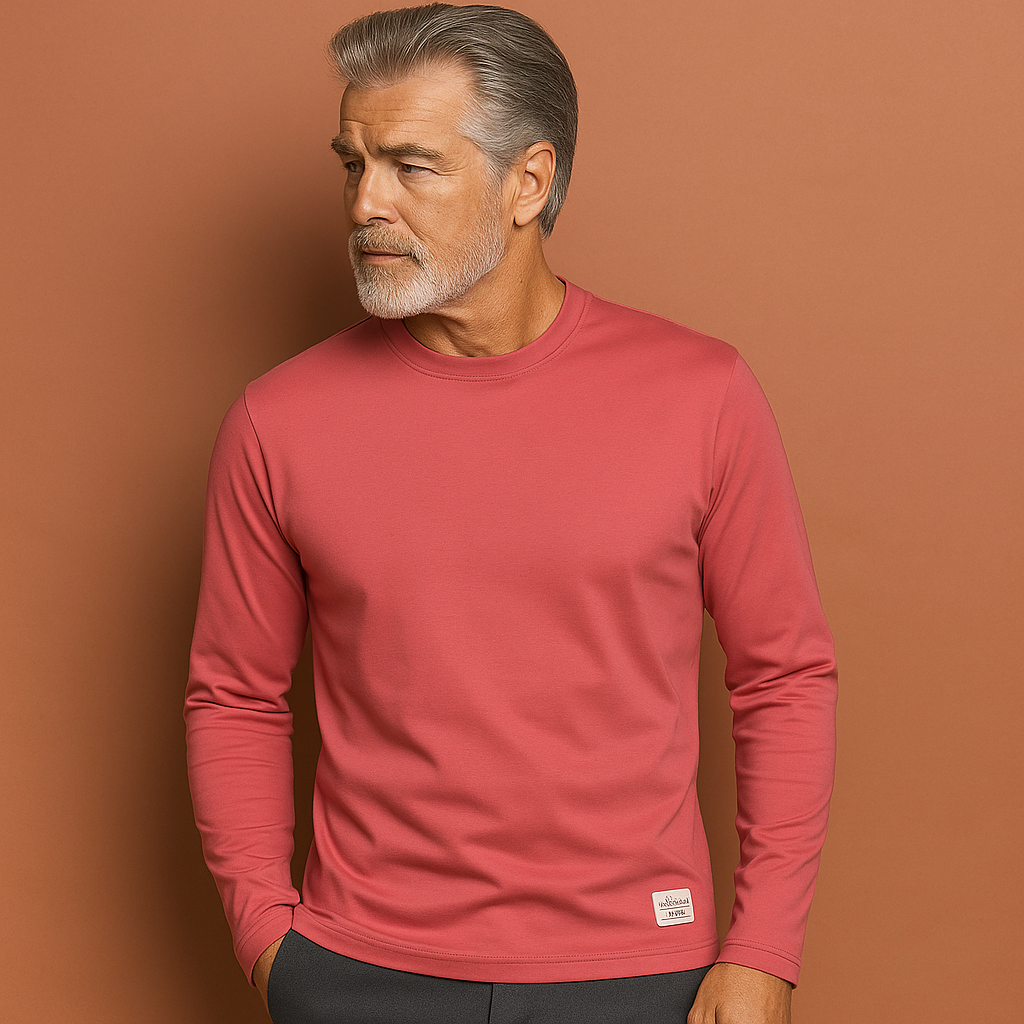 Heren katoenen trui in rood met ronde hals en lange mouwen, comfortabel en stijlvol voor casual outfits.