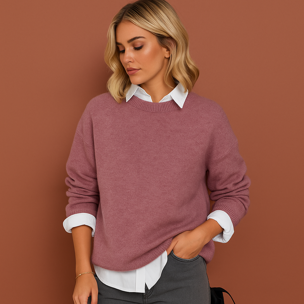 Dames trui in roze met oversized pasvorm, zacht en comfortabel voor casual en stijlvolle outfits.