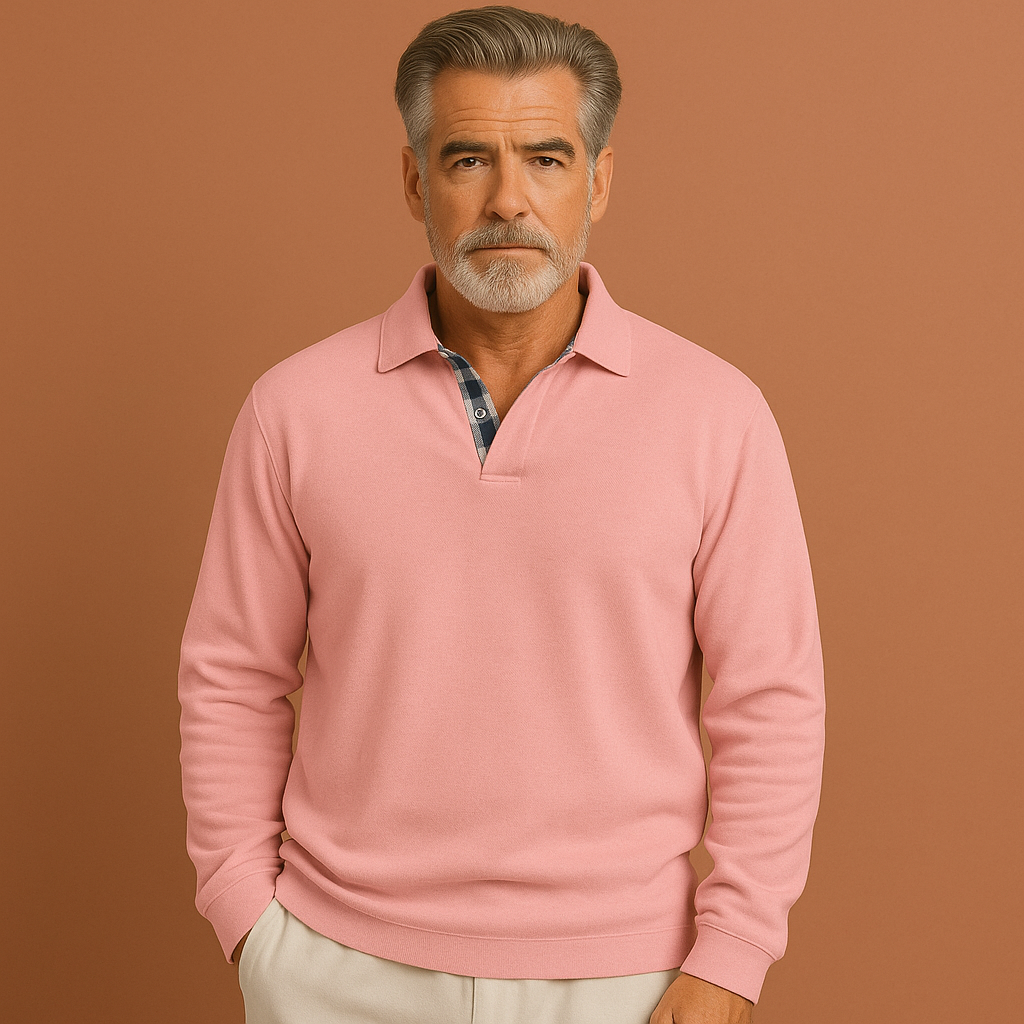 Herentrui in roze met ademend design, lichtgewicht en comfortabel voor casual zomer- en lente-outfits.