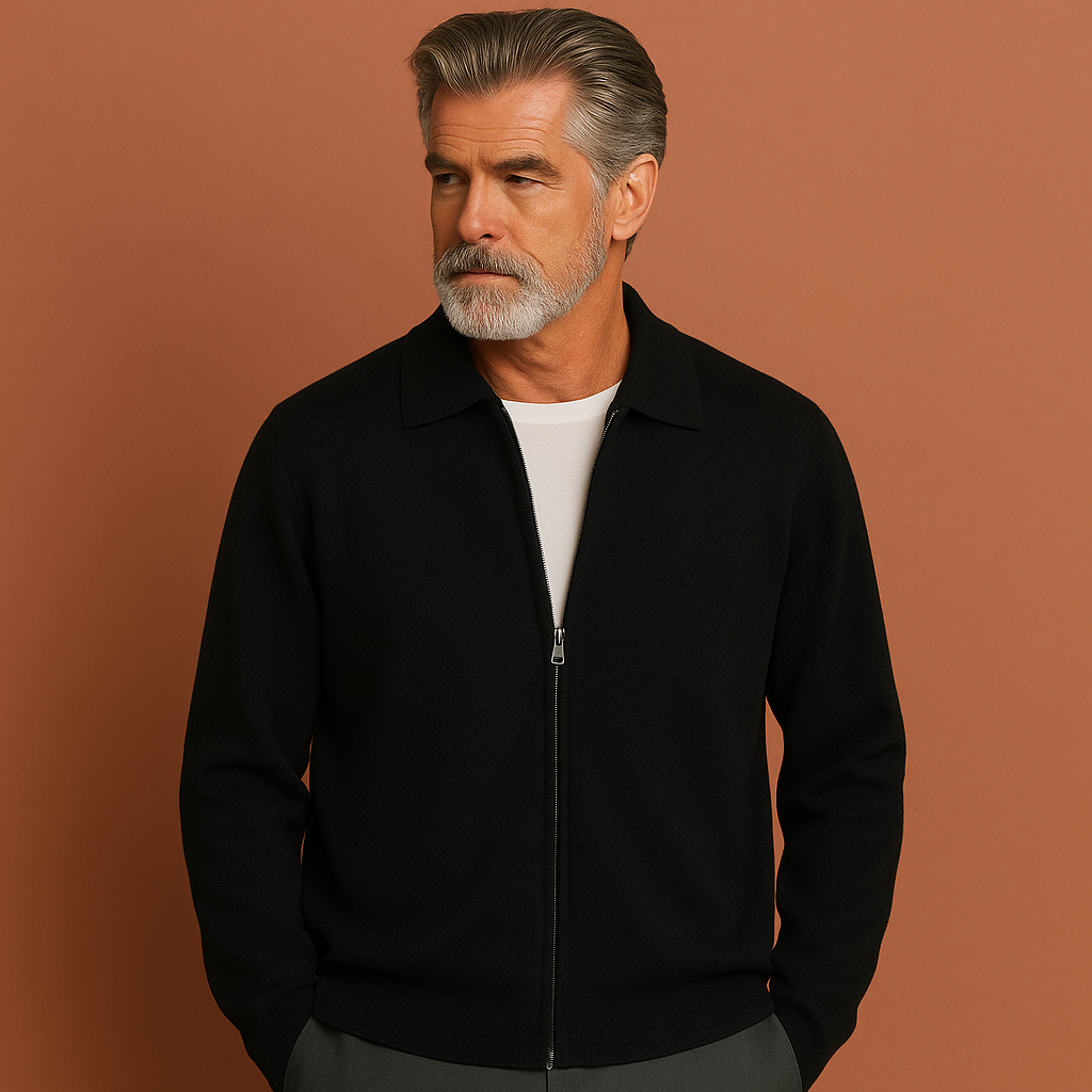 Heren vest in zwart met ritssluiting, zacht en comfortabel voor casual en stijlvolle outfits.