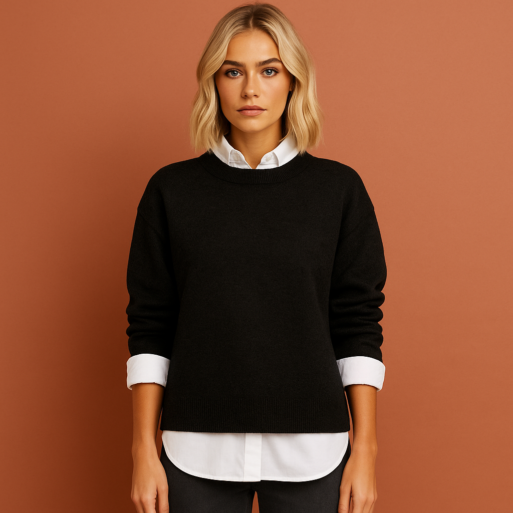 Dames trui in zwart met oversized pasvorm, zacht en comfortabel voor casual en stijlvolle outfits.