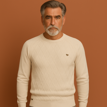 Beige heren trui met gebreid ontwerp en moderne pasvorm, ideaal voor dagelijks gebruik en casual outfits.