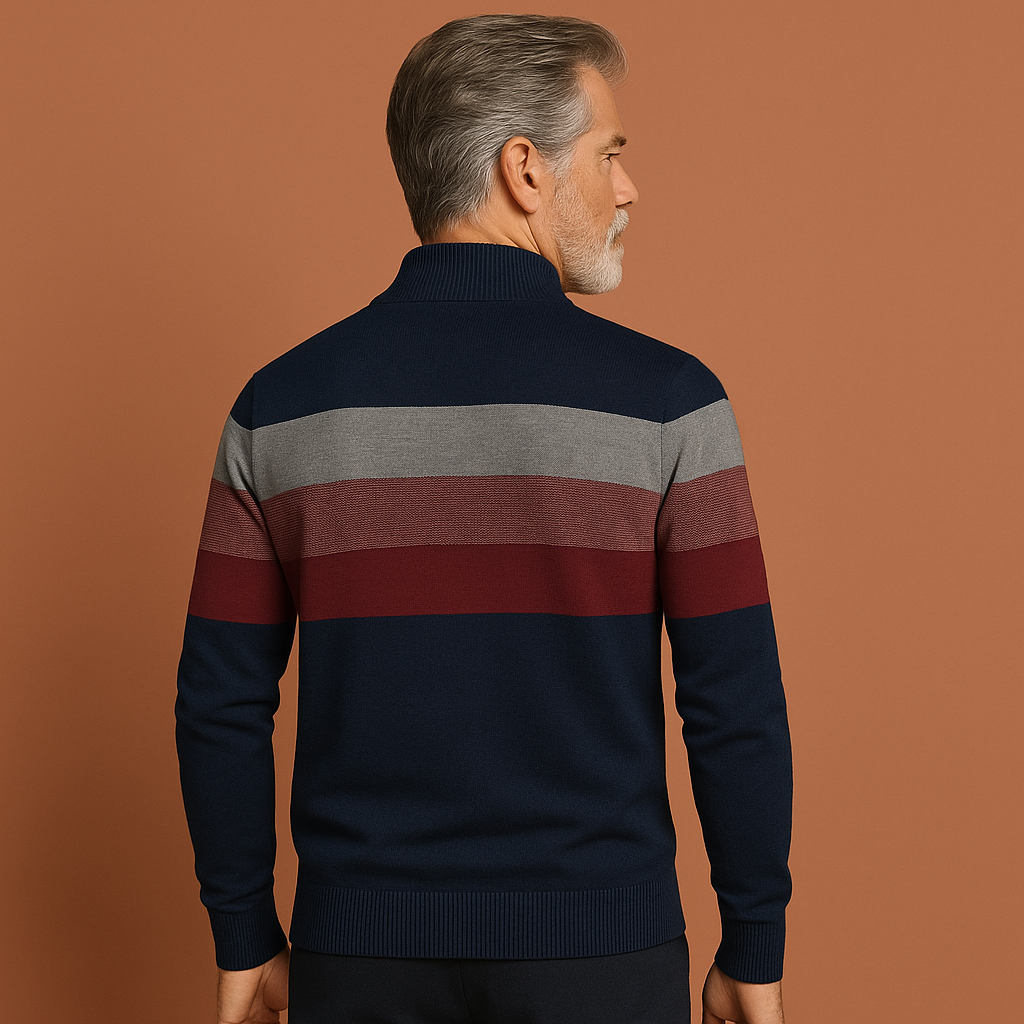 Blauwe gebreide trui voor heren met comfortabele pasvorm en tijdloos design, ideaal voor koele dagen