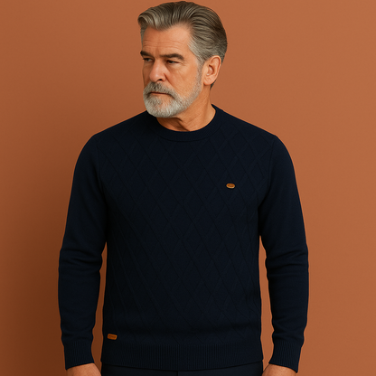 Blauwe heren trui met gebreid ontwerp en moderne pasvorm, ideaal voor dagelijks gebruik en casual outfits.