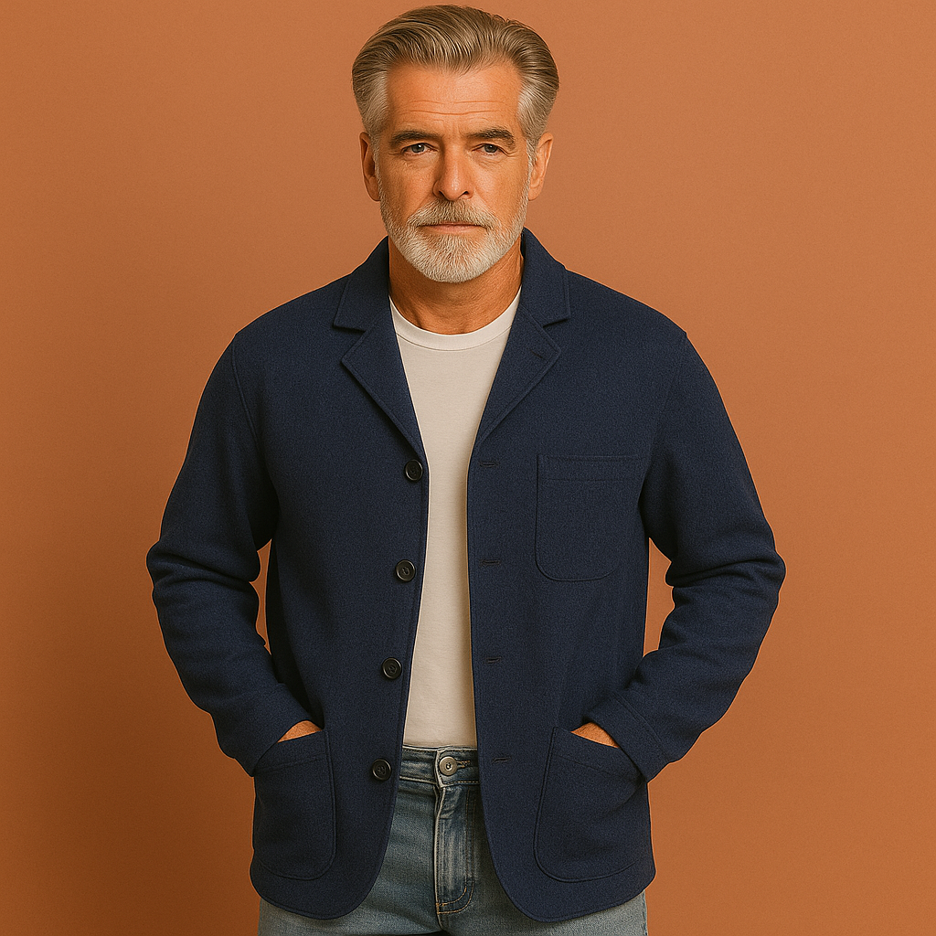 eren blazer in blauw met geruit design, zacht en comfortabel voor casual en stijlvolle outfits.