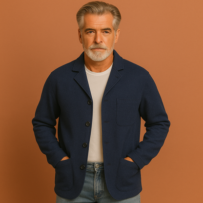 eren blazer in blauw met geruit design, zacht en comfortabel voor casual en stijlvolle outfits.