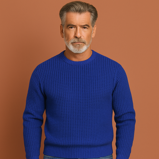 Heren trui in blauw met tijdloos design, zacht en comfortabel voor casual en stijlvolle outfits.
