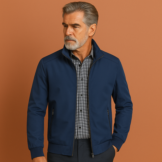 Heren zomerjas in blauw met moderne pasvorm, zacht en comfortabel voor casual en stijlvolle outfits.