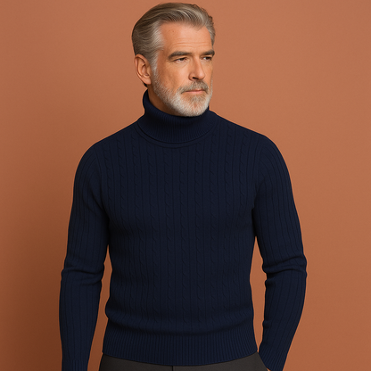 Ribgebreide coltrui voor heren in blauw met warme pasvorm en tijdloos design voor casual en formele outfits.