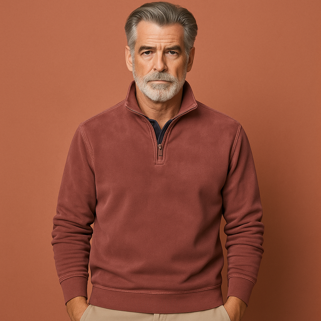 Bordeaux rode fleece sweater voor heren met comfortabele pasvorm, ideaal voor casual outfits en koude dagen.