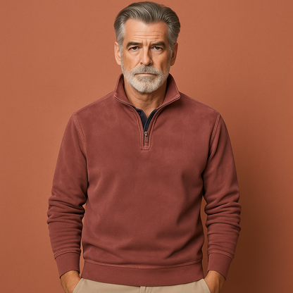 Bordeaux rode fleece sweater voor heren met comfortabele pasvorm, ideaal voor casual outfits en koude dagen.