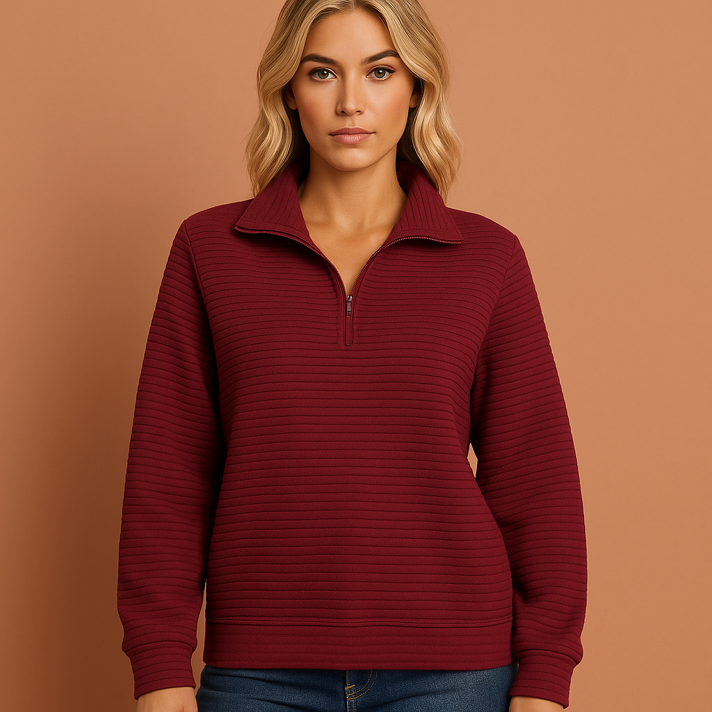 Bordeauxrode chique sweater voor dames met moderne pasvorm, zacht en comfortabel voor casual of stijlvolle outfits in koude seizoenen.