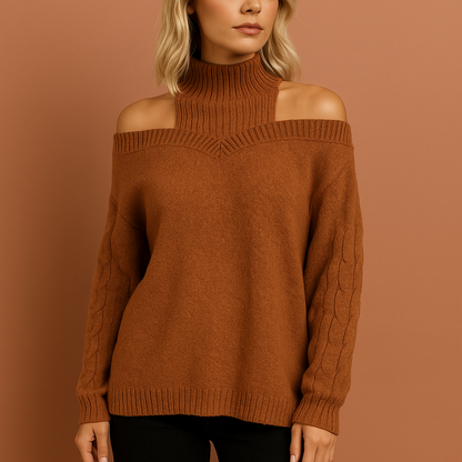 Bruine trui voor dames met elegante pasvorm, comfortabel en stijlvol voor zowel casual als chique outfits.