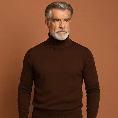 Bruine coltrui voor heren met warme pasvorm en tijdloos ontwerp, ideaal voor koude dagen en stijlvolle outfits.