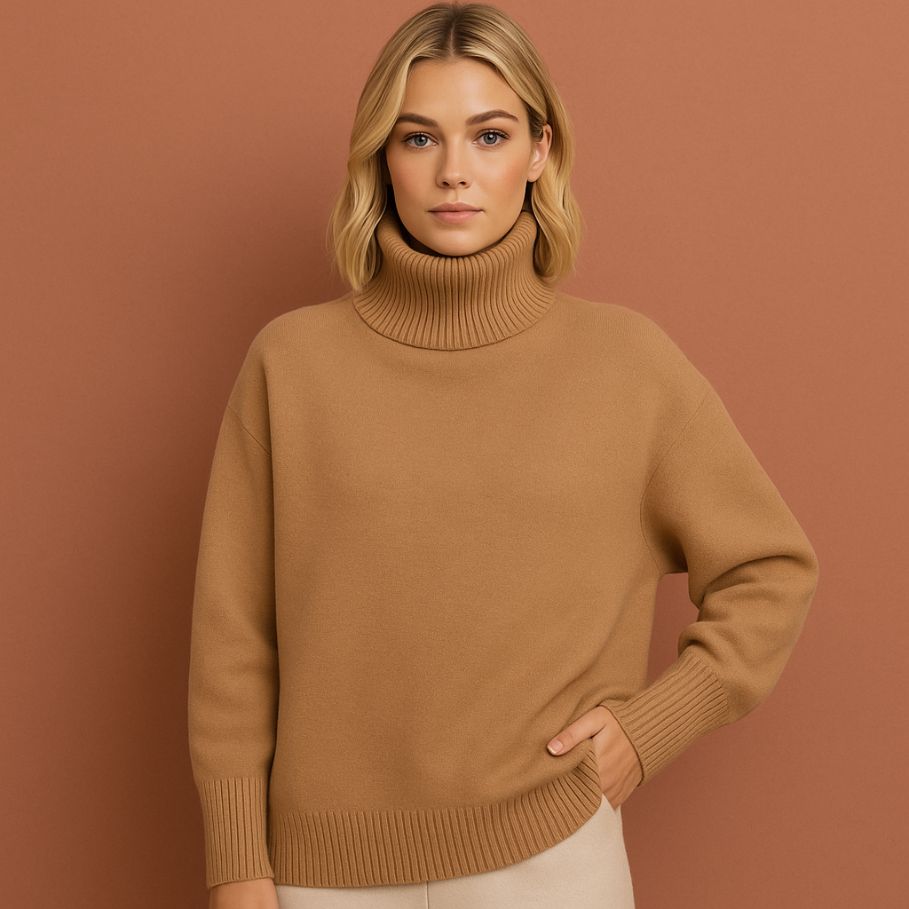 Bruine dames coltrui met oversized pasvorm en elegante uitstraling, ideaal voor casual en stijlvolle outfits.