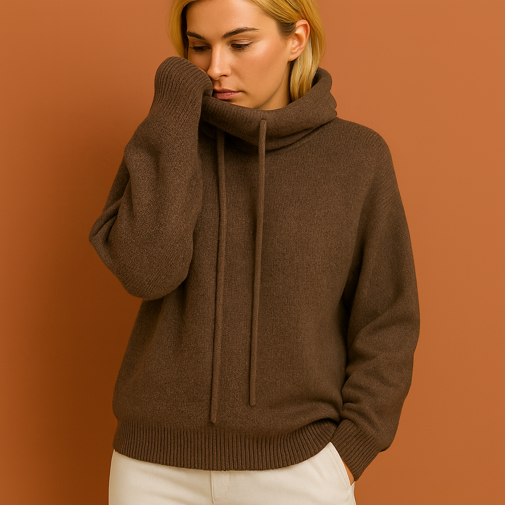 Bruine zachte dames hoodie met comfortabele pasvorm, ideaal voor casual dagen en koude seizoenen.