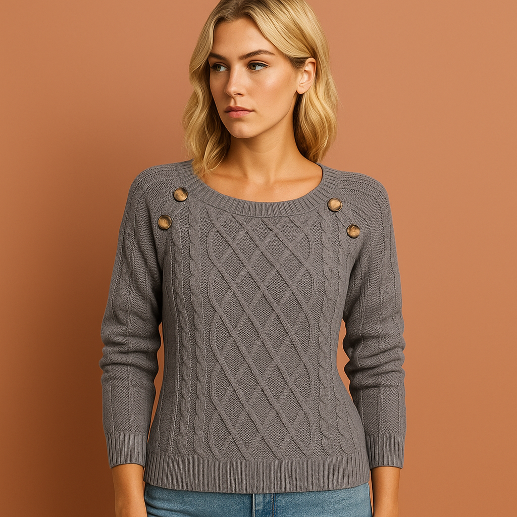 Dames sweater in donkergrijs met tijdloos design, warm en comfortabel voor koude dagen.
