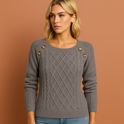 Dames sweater in donkergrijs met tijdloos design, warm en comfortabel voor koude dagen.