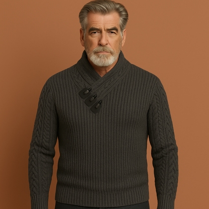 Donkergrijze heren sweater met gebreid ontwerp en comfortabele pasvorm, ideaal voor dagelijks gebruik en casual outfits.