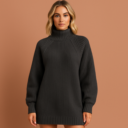 Donkergrijze sweaterjurk voor dames met moderne pasvorm, zacht en comfortabel voor casual en stijlvolle outfits.