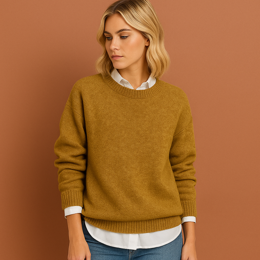 Dames trui in geel met moderne uitstraling, zacht en comfortabel voor casual outfits.