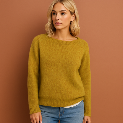 Damestrui in geel met comfortabele pasvorm, zacht en warm voor herfst en winter.