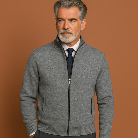 Heren vest in grijs met rits en kraag, zacht en comfortabel voor casual en stijlvolle outfits.