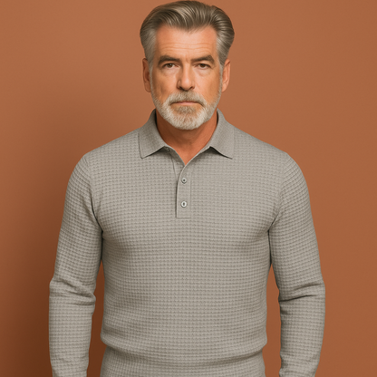 Grijze heren polo sweater met moderne pasvorm en tijdloos ontwerp, perfect voor dagelijks gebruik en casual outfits.