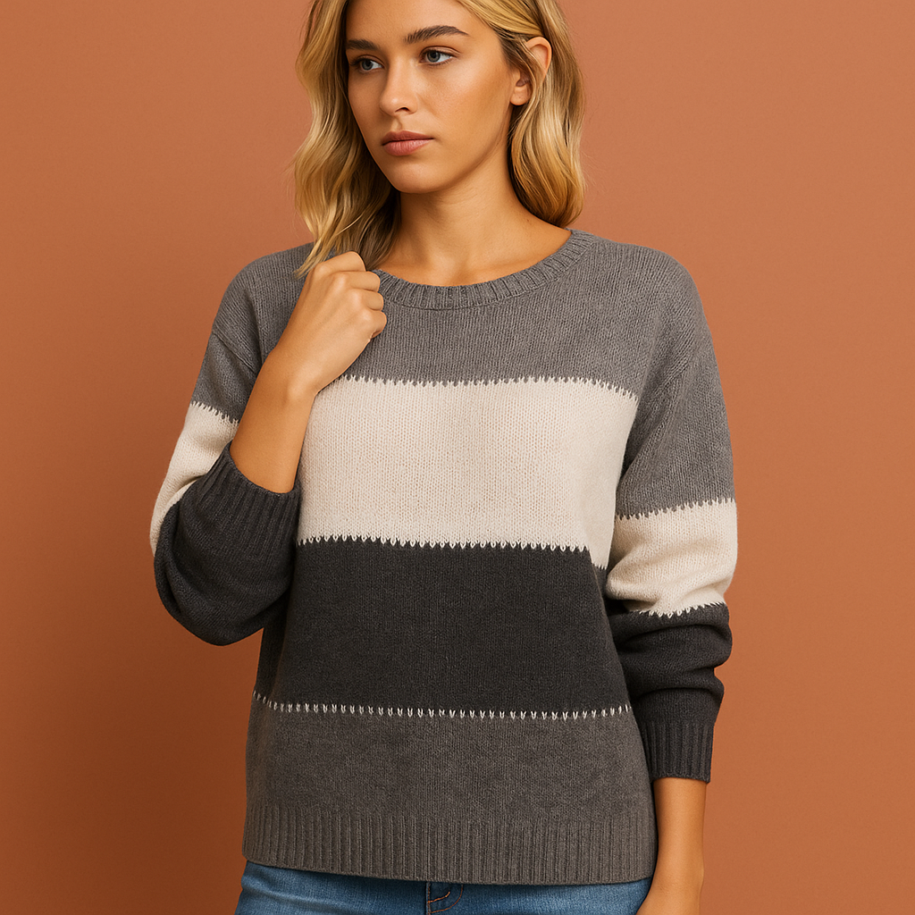 Elegante dames trui in grijs met stijlvolle snit, zacht en comfortabel voor casual en chique outfits.