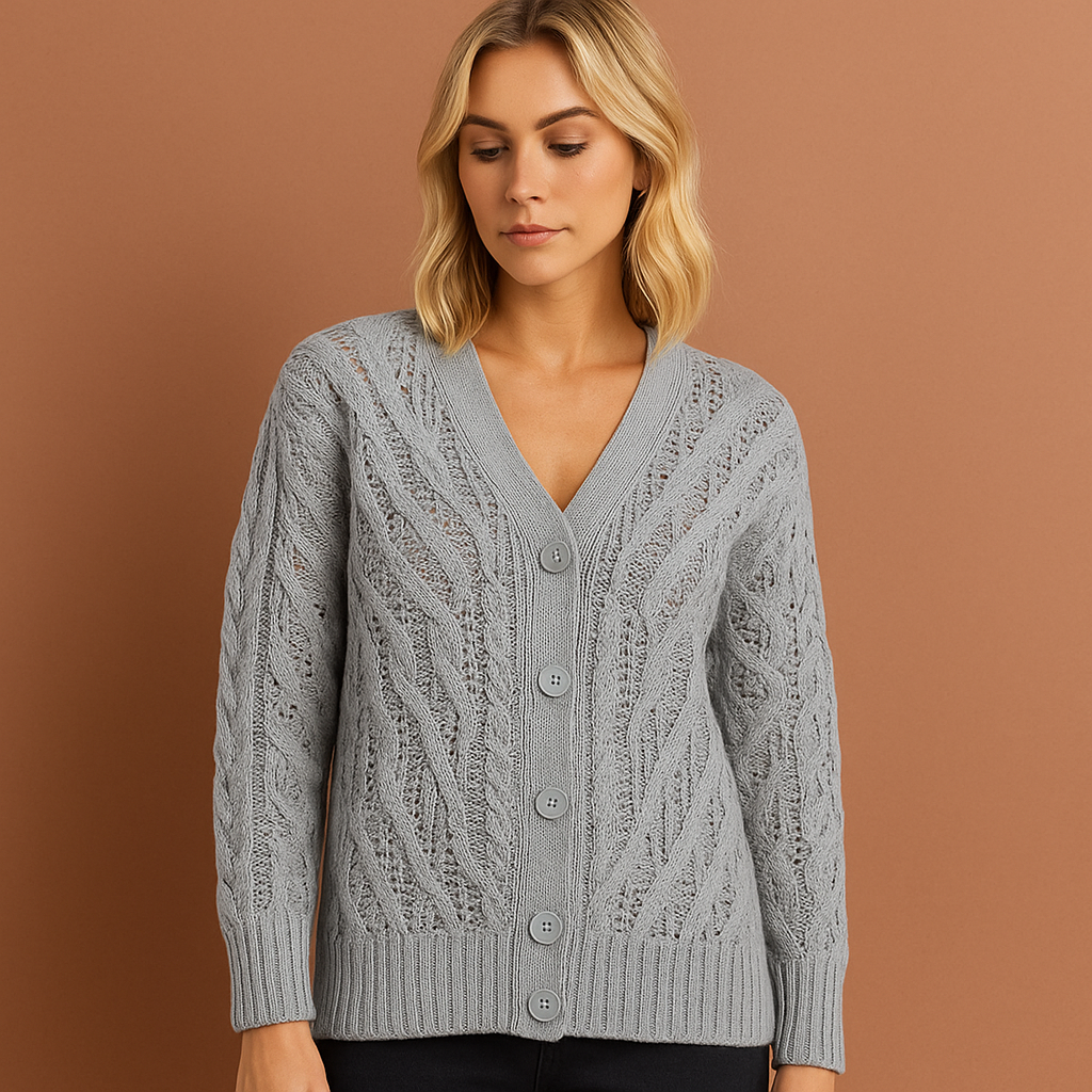 Grijze V-hals trui voor dames met stijlvolle pasvorm en zachte textuur, ideaal voor casual en chique outfits.