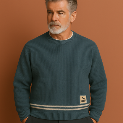 Oversized gebreide trui voor heren in grijs met comfortabele pasvorm en tijdloos ontwerp voor casual outfits.