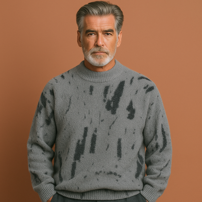 Oversized trui met abstract patroon voor heren in grijs, ideaal voor casual outfits en warme dagen.