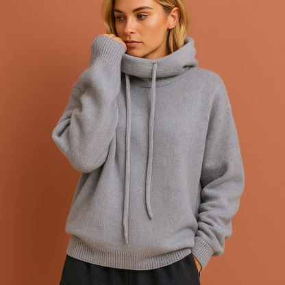 Grijze zachte dames hoodie met comfortabele pasvorm, ideaal voor casual dagen en koude seizoenen.