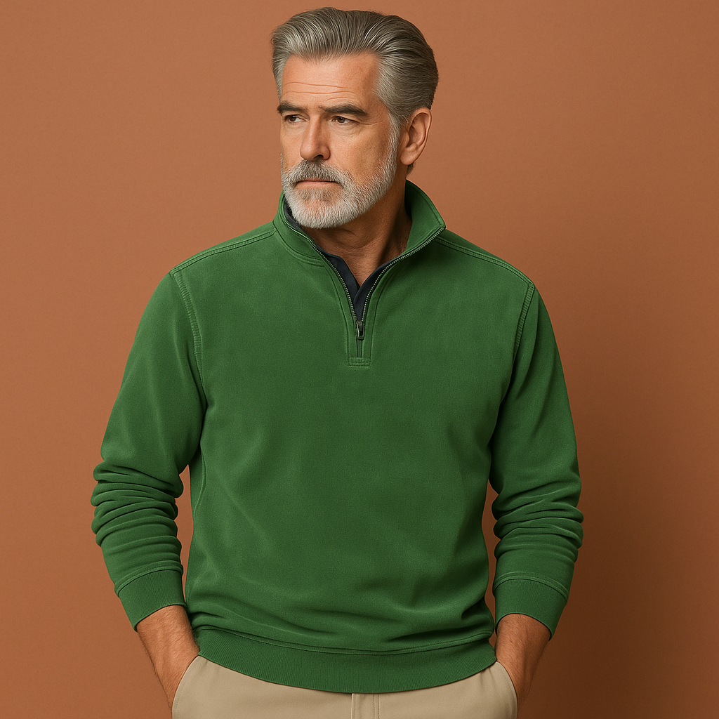 Groene fleece sweater voor heren met comfortabele pasvorm, ideaal voor casual outfits en koude dagen.