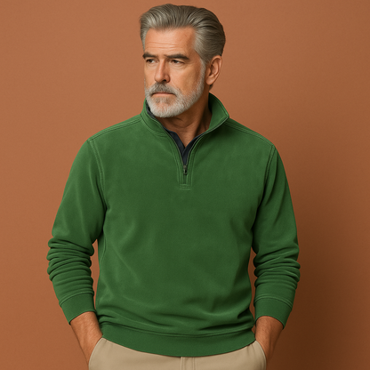 Groene fleece sweater voor heren met comfortabele pasvorm, ideaal voor casual outfits en koude dagen.