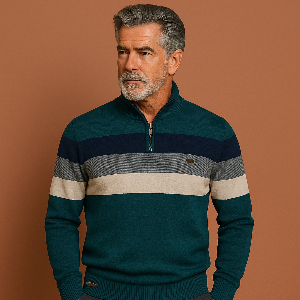 Groene gebreide trui voor heren met comfortabele pasvorm en tijdloos design, ideaal voor koele dagen.