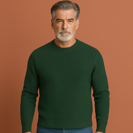 Heren trui in groen met tijdloos design, zacht en comfortabel voor casual en stijlvolle outfits.