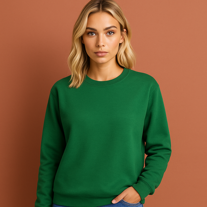Groene dames trui met ronde hals, ideaal voor dagelijks comfort en casual outfits.