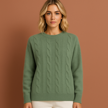 Groene warme dames sweater met comfortabele pasvorm, ideaal voor casual looks op koude dagen.