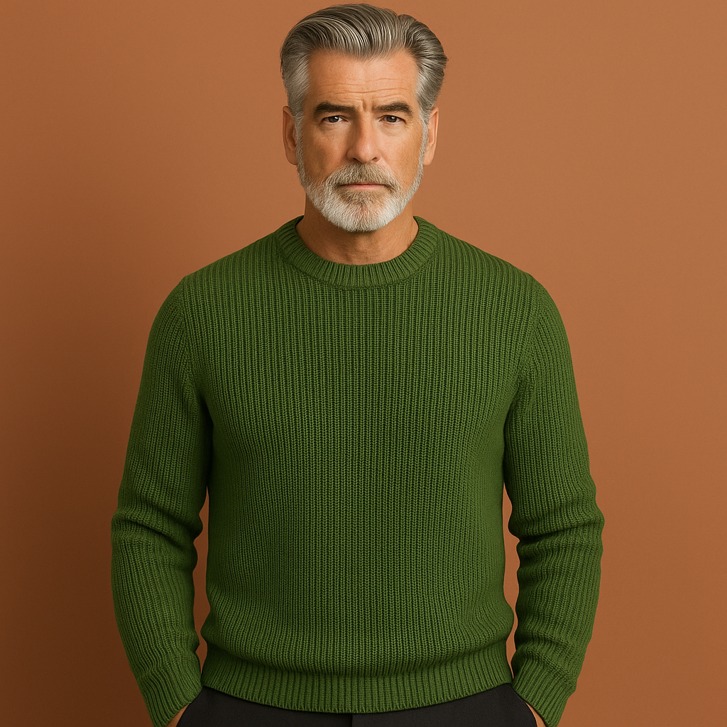 Groene herentrui met warme pasvorm en tijdloos ontwerp, ideaal voor koude dagen en dagelijks gebruik.